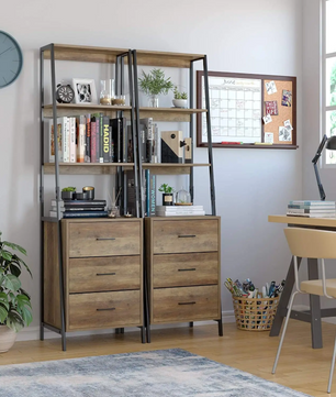 Boekenkast met 3 Lades en 3 Planken – Industrieel Opbergrek 51x40x175 cm