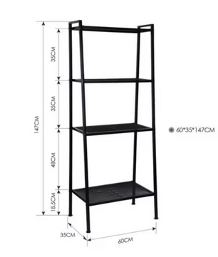 Industriële Boekenkast met 4 Niveaus – Metaal 60x35x147 cm