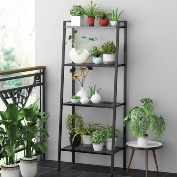 Industriële Boekenkast met 4 Niveaus – Metaal 60x35x147 cm