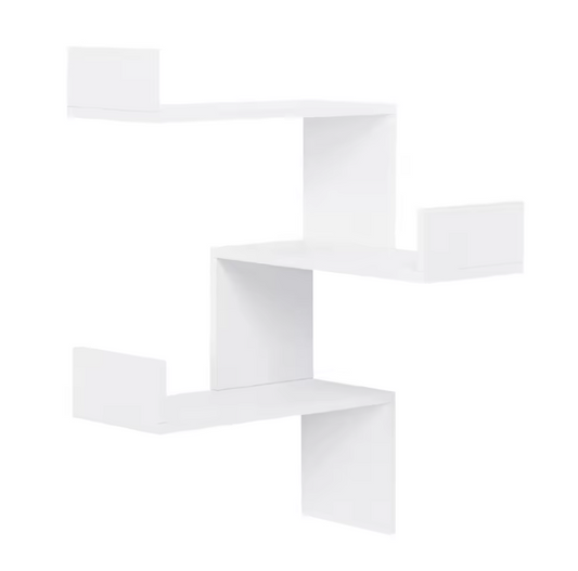 Witte Hoek Wandplank met 3 Niveaus – Zwevend Rek 73 cm