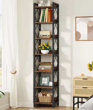 Hoge Smalle Boekenkast met 7 Planken – Industrieel Opbergrek