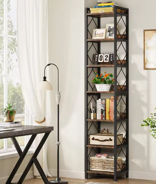 Hoge Smalle Boekenkast met 7 Planken – Industrieel Opbergrek