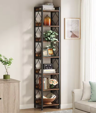 Hoge Smalle Boekenkast met 7 Planken – Industrieel Opbergrek