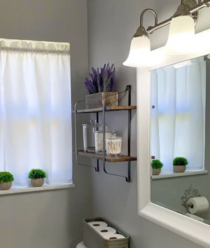 Industriële Wandplank met 2 Lagen – Houten Opbergrek van Metaal en Den, 60x15x51,5 cm