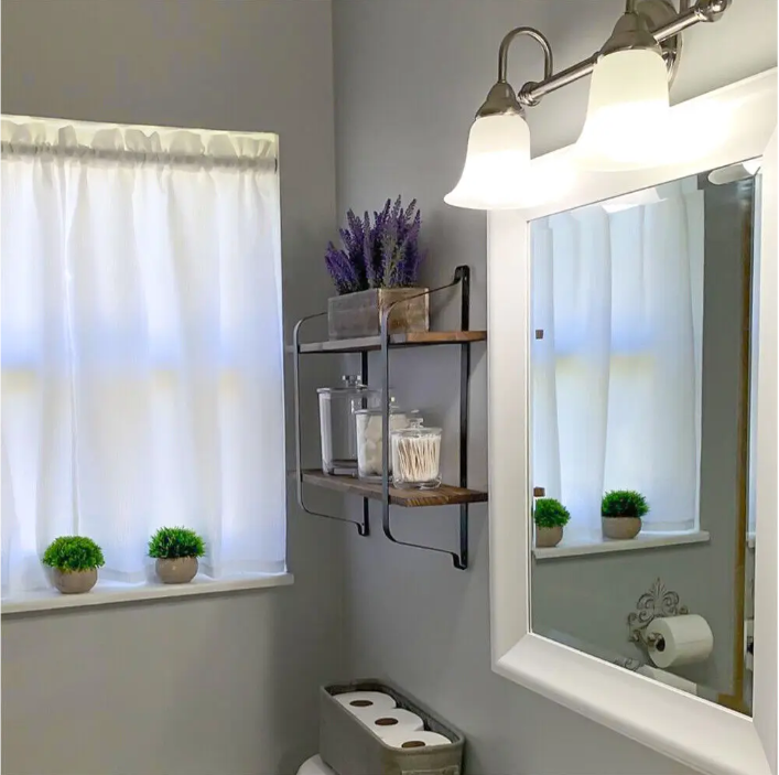 Industriële Wandplank met 2 Lagen – Houten Opbergrek van Metaal en Den, 60x15x51,5 cm