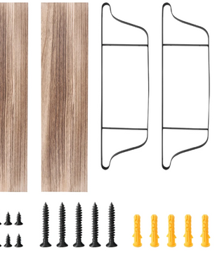 Industriële Wandplank met 2 Lagen – Houten Opbergrek van Metaal en Den, 60x15x51,5 cm