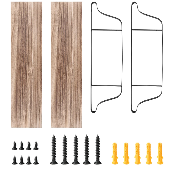 Industriële Wandplank met 2 Lagen – Houten Opbergrek van Metaal en Den, 60x15x51,5 cm