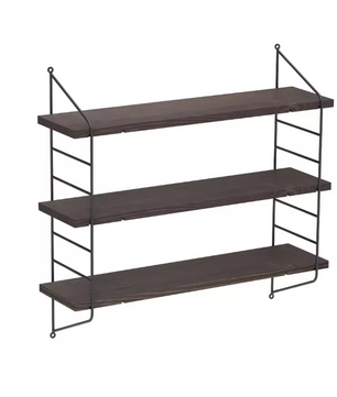 Industriële Wandplank met 3 Lagen – Zwevend Houten Wandrek 58x15x54,5 cm