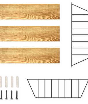 Industriële Wandplank met 3 Lagen – Zwevend Houten Wandrek 58x15x54,5 cm