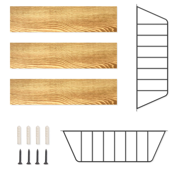 Industriële Wandplank met 3 Lagen – Zwevend Houten Wandrek 58x15x54,5 cm