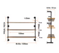 Industriële Wandplank met 3 Lagen – Houten Opbergrek van Metaal 61x20x72,5 cm