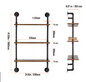 Industriële Wandplank met 3 Lagen – Houten Opbergrek van Metaal 61x20x72,5 cm
