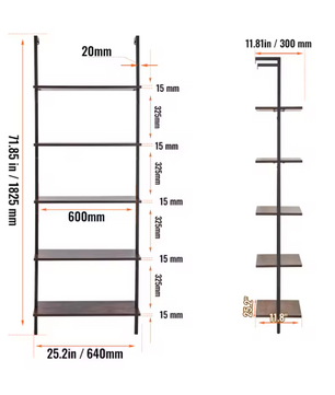 Industriële Wandplank met 3 Lagen – Houten Opbergrek van Metaal 61x20x72,5 cm
