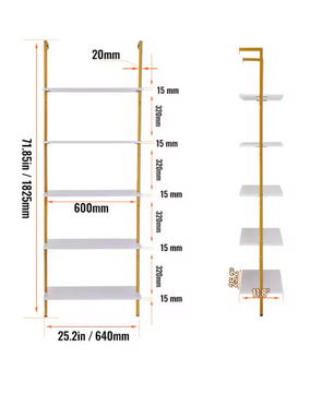 Industriële Wandplank met 3 Lagen – Houten Opbergrek van Metaal 61x20x72,5 cm