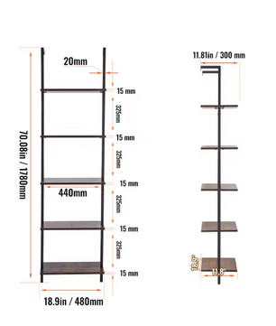 Industriële Wandplank met 3 Lagen – Houten Opbergrek van Metaal 61x20x72,5 cm