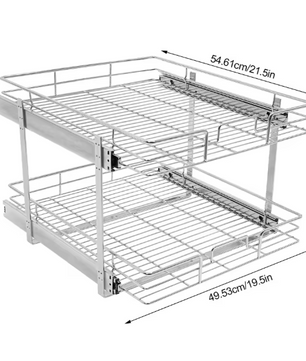 Uittrekbaar Keukenrek met 2 Lagen – Verstelbaar Kastopbergrek van Metaal 34x55 cm