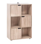 Boekenkast met 6 Vakken en Deuren – Houten Opbergkast 59,7x29,7x91 cm
