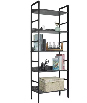 Industriële Boekenkast met 4 Niveaus – Houten en Metalen Open Rek 60x27,5x160 cm