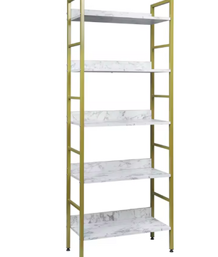 Industriële Boekenkast met 4 Niveaus – Houten en Metalen Open Rek 60x27,5x160 cm