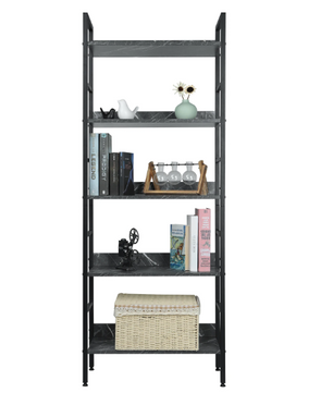 Industriële Boekenkast met 4 Niveaus – Houten en Metalen Open Rek 60x27,5x160 cm