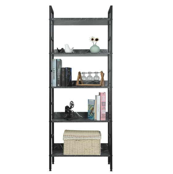 Industriële Boekenkast met 4 Niveaus – Houten en Metalen Open Rek 60x27,5x160 cm