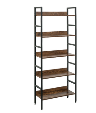 Industriële Boekenkast met 4 Niveaus – Houten en Metalen Open Rek 60x27,5x160 cm