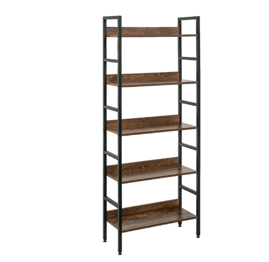 Industriële Boekenkast met 4 Niveaus – Houten en Metalen Open Rek 60x27,5x160 cm