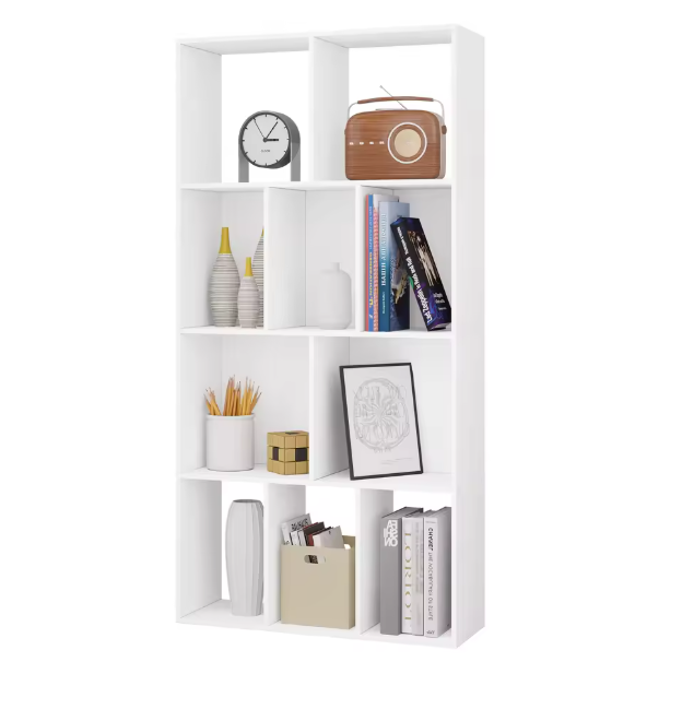 Witte Boekenkast met 10 Open Vakken – Staande Opbergkast 60x20x120 cm