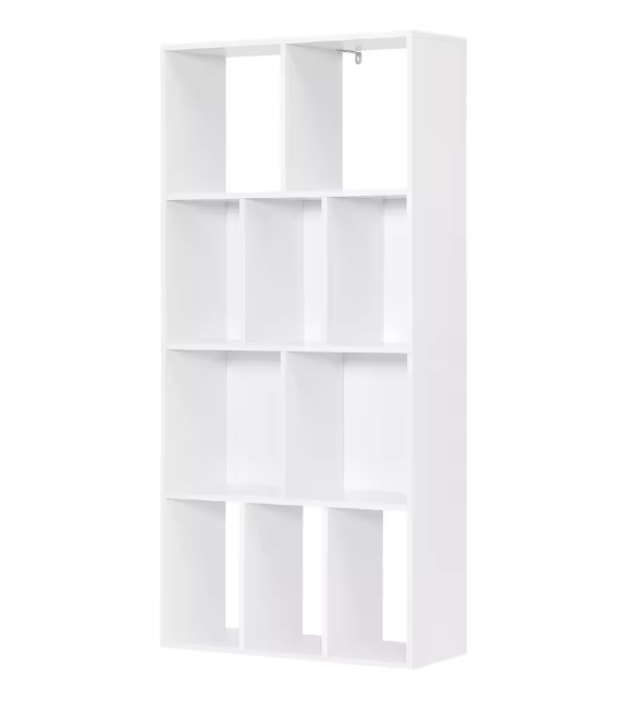 Witte Boekenkast met 10 Open Vakken – Staande Opbergkast 60x20x120 cm
