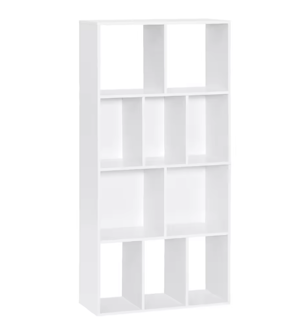 Witte Boekenkast met 10 Open Vakken – Staande Opbergkast 60x20x120 cm