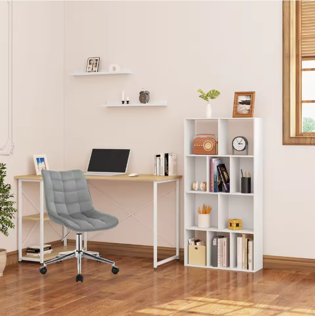 Witte Boekenkast met 10 Open Vakken – Staande Opbergkast 60x20x120 cm