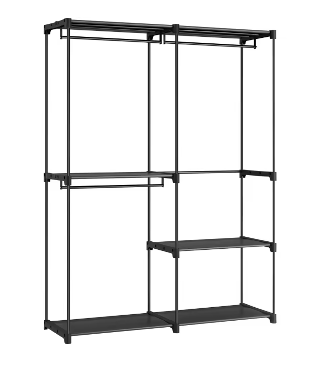 Vrijstaande Kledingkast met Planken en Kledingroedes – Stoffen Opbergkast 138x43x182 cm