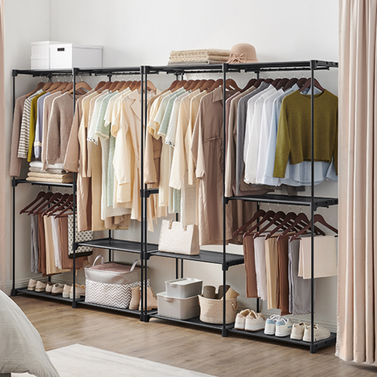 Vrijstaande Kledingkast met Planken en Kledingroedes – Stoffen Opbergkast 138x43x182 cm