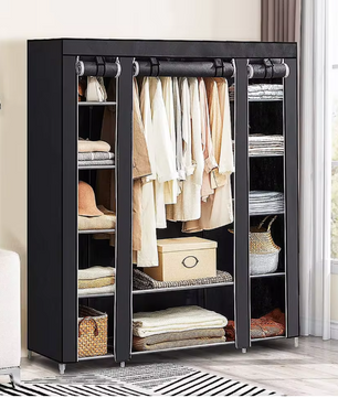 Opvouwbare Stoffen Kledingkast met Ritsdeur – Metalen Frame en Stofhoes, 175 cm Hoog