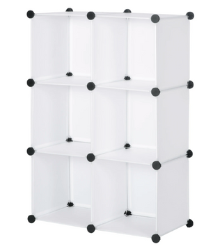Modulaire Opbergkast met 6 Vakken – Kunststof Kast met Deuren en Stalen Frame, 96x96x30 cm