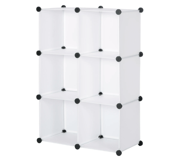 Modulaire Opbergkast met 6 Vakken – Kunststof Kast met Deuren en Stalen Frame, 96x96x30 cm
