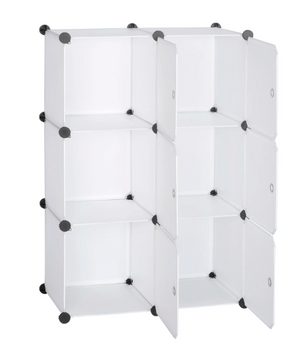Modulaire Opbergkast met 6 Vakken – Kunststof Kast met Deuren en Stalen Frame, 96x96x30 cm