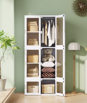 Opvouwbare Witte Kledingkast – PP Kunststof en 60 kg Draagkracht