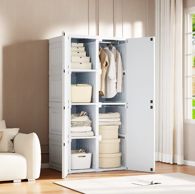 Opvouwbare Witte Kledingkast – PP Kunststof en 60 kg Draagkracht