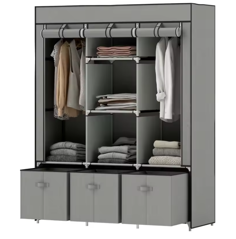 Stoffen Kledingkast met Rits – 125x43x162,5 cm en Lades