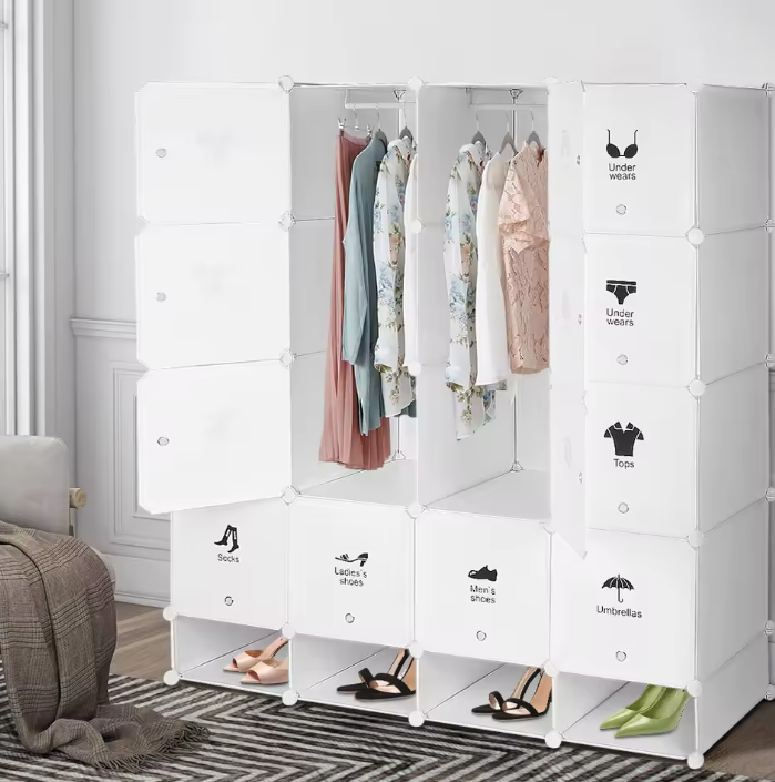 Modulaire Kledingkast met 16 Cubes – Draagbaar en Ruim