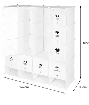 Modulaire Kledingkast met 16 Cubes – Draagbaar en Ruim