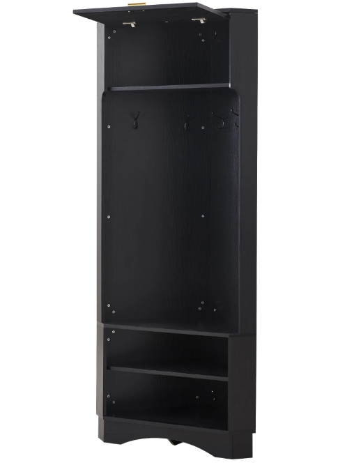 Moderne Hal Kledingkast met 4 Haken – Zwart en Houtlook 180 cm