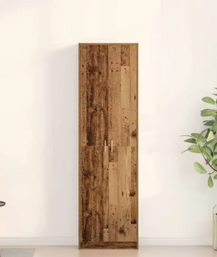 Vintage Houten Kledingkast met Legplank – 55x25x189 cm