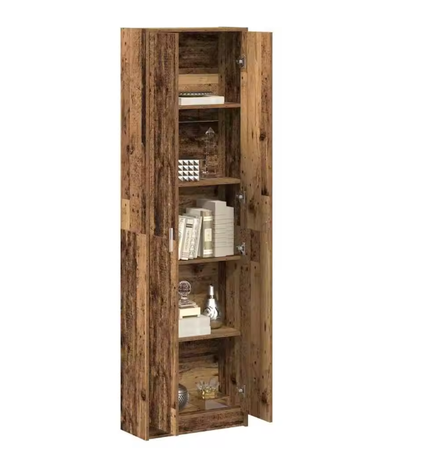 Vintage Houten Kledingkast met Legplank – 55x25x189 cm