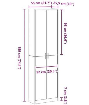 Vintage Houten Kledingkast met Legplank – 55x25x189 cm