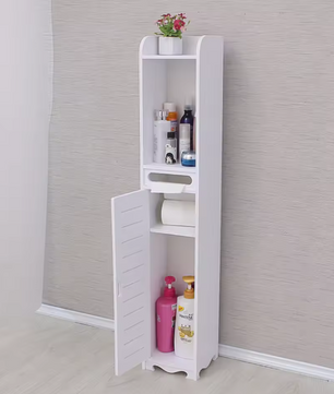 Smalle Badkamerkast met Verstelbare Opbergruimte – Houten Kunststof, Vrijstaand en Ruimtebesparend