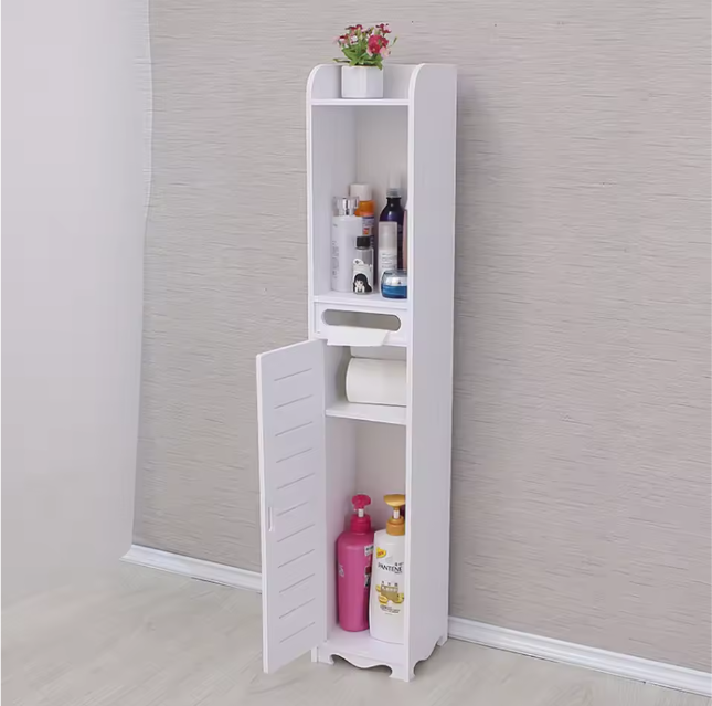 Smalle Badkamerkast met Verstelbare Opbergruimte – Houten Kunststof, Vrijstaand en Ruimtebesparend