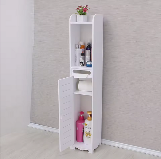 Smalle Badkamerkast met Verstelbare Opbergruimte – Houten Kunststof, Vrijstaand en Ruimtebesparend