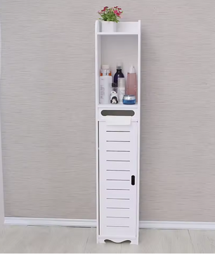 Smalle Badkamerkast met Verstelbare Opbergruimte – Houten Kunststof, Vrijstaand en Ruimtebesparend